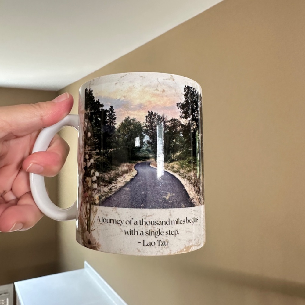 Life Quote Floral 11oz‎ Coffee Mug Nature Photography Lao Tzu Quote